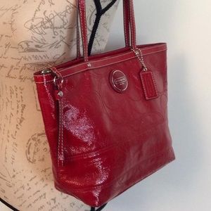 Patent Leather Red Signature Coach Purse